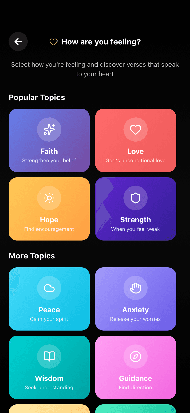 BibleScroll verses by mood